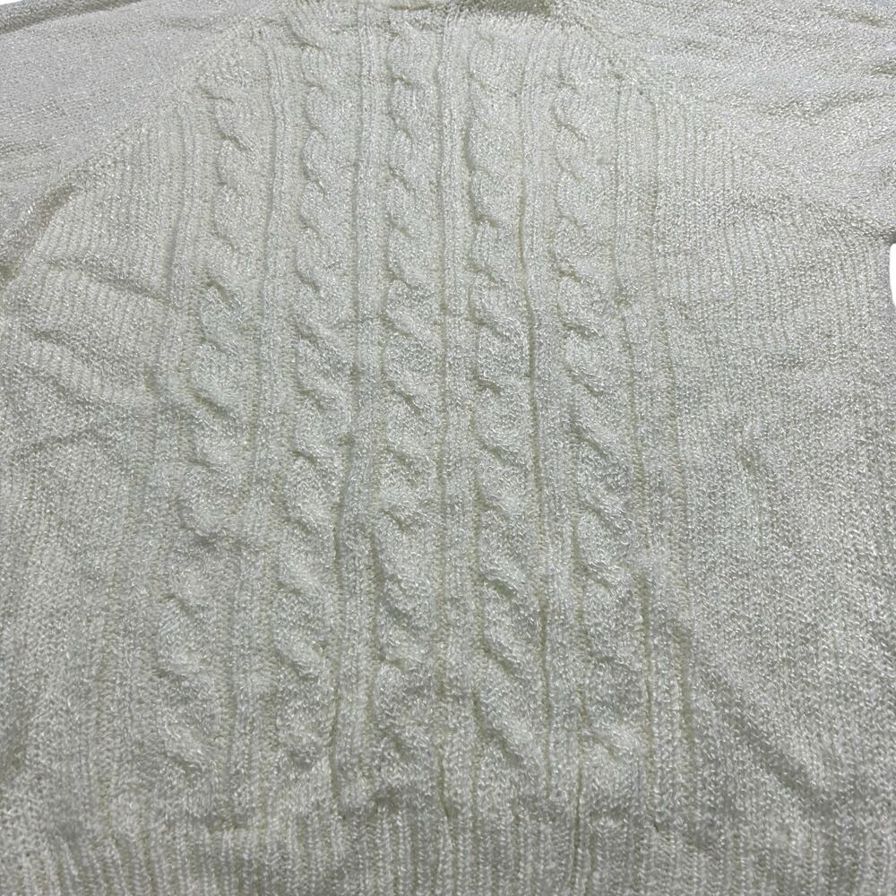 VTG Miranda Ivory White Mock Neck Sweater Pearl Buttons Vintage Knit Sz XL - Picture 3 of 9